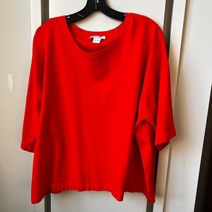 Joan Vass Tee Shirt * RED! * Oversized * All Cotton * Sz 1X *